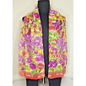 Berkshire Scarf Made in Italy Beautiful Multicolor Floral Rectangle 53" x 12 N18